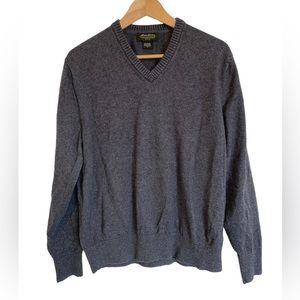 Eddie Bauer Grey Cotton/Cashmere V-Neck Sweater Mens M